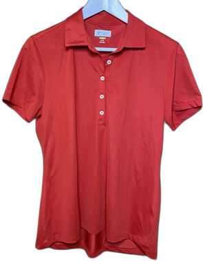 Greg Norman Play Dry Golf Polo Shirt Shark Logo Short Sleeve Womens M Red